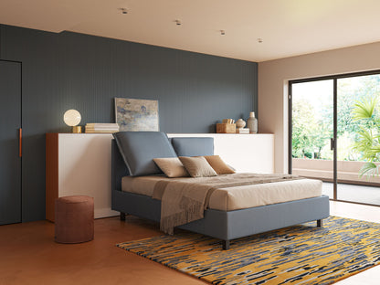 Emma letto contenitore con cuscini mobili in microfibra smacchiabile T11 carta da zucchero 