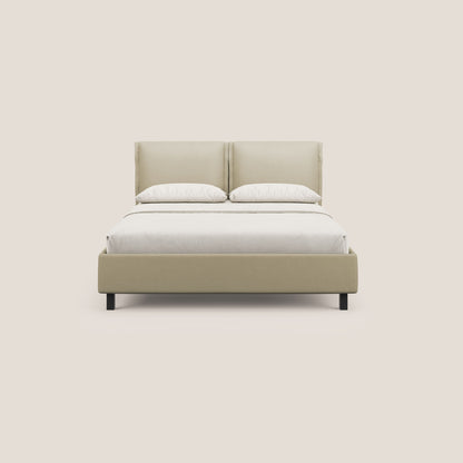 Emma letto contenitore con RETE MASTER per materasso 160x190 cm con cuscini mobili in microfibra smacchiabile T11 panna 