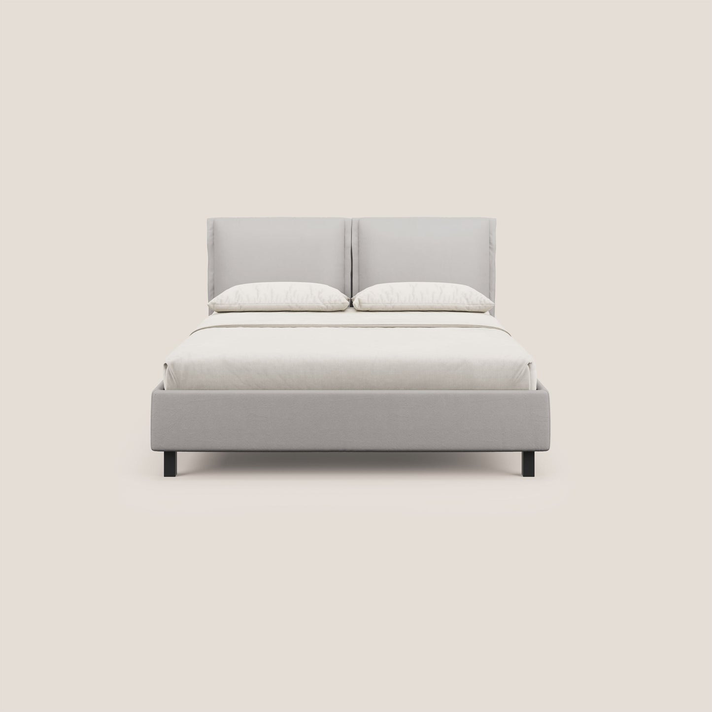 Emma letto contenitore con cuscini mobili in microfibra smacchiabile T11 grigio chiaro 