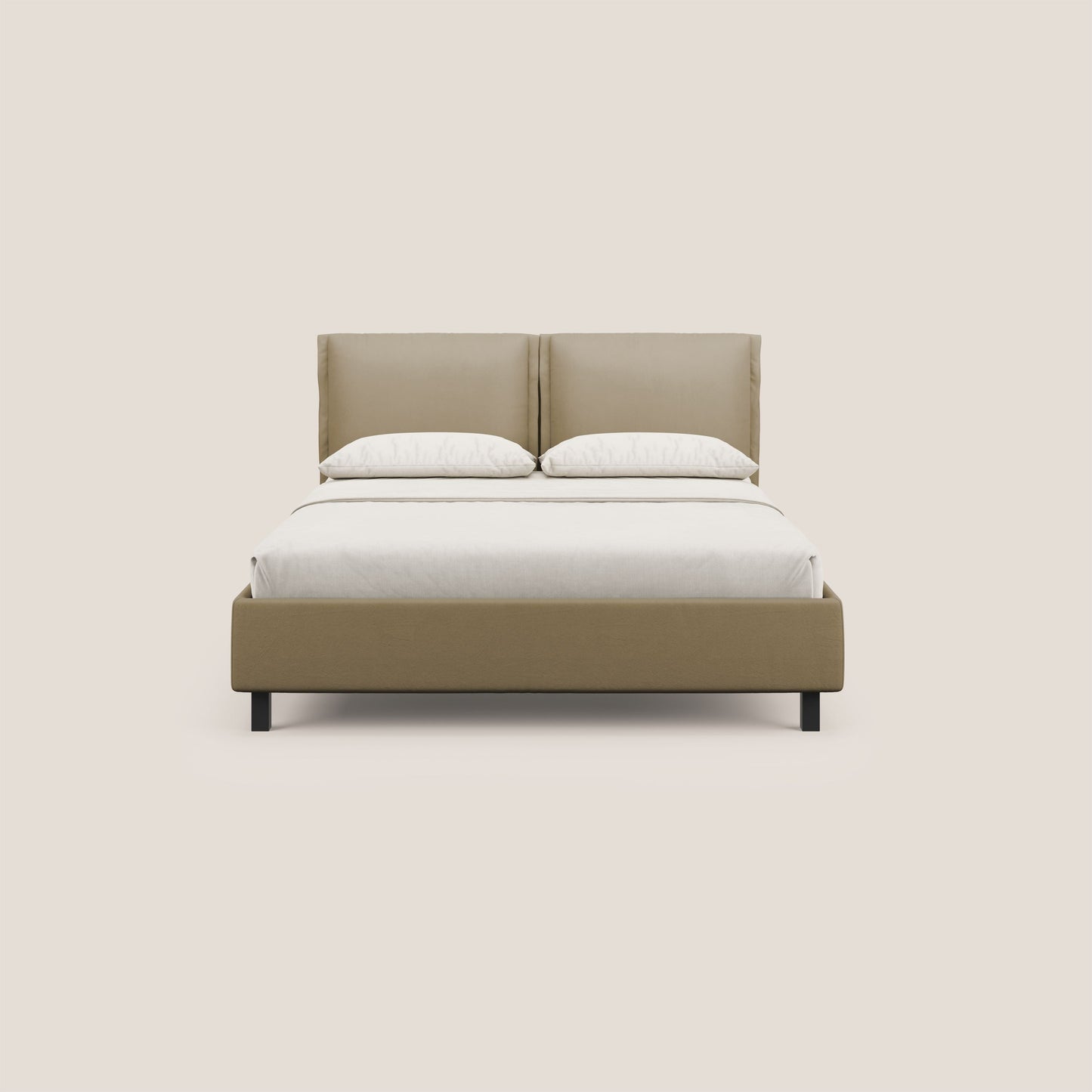Emma letto contenitore con cuscini mobili in microfibra smacchiabile T11 beige 