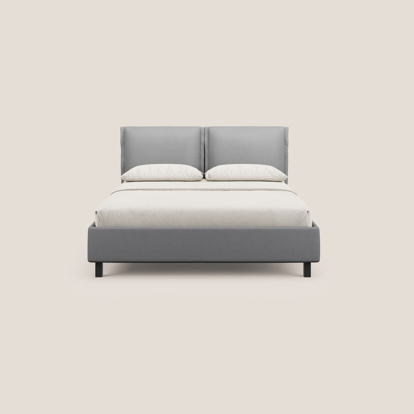 Emma letto contenitore con cuscini mobili in microfibra smacchiabile T11 grigio 