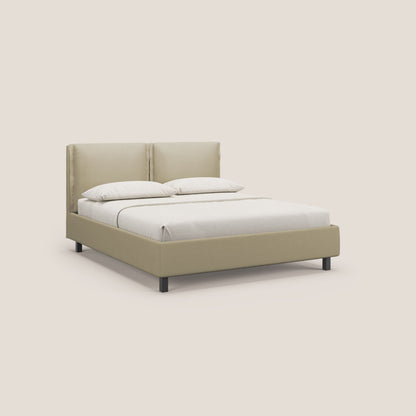 Emma letto contenitore con RETE MASTER per materasso 160x190 cm con cuscini mobili in microfibra smacchiabile T11 panna 