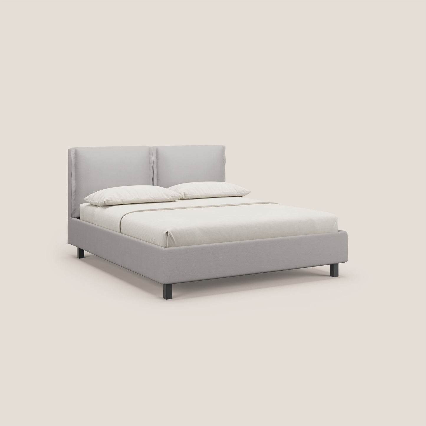Emma letto contenitore con cuscini mobili in microfibra smacchiabile T11 grigio chiaro 