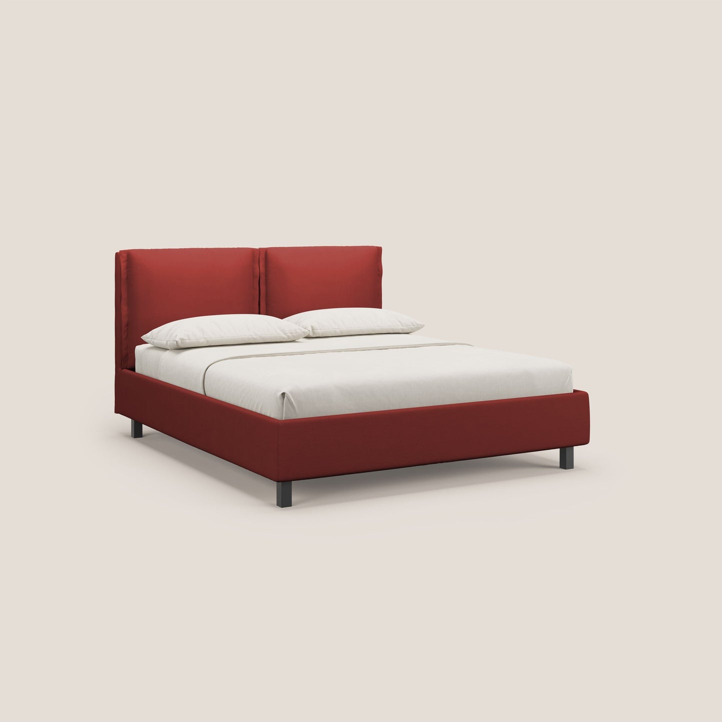 Emma letto contenitore con cuscini mobili in microfibra smacchiabile T11 rosso 