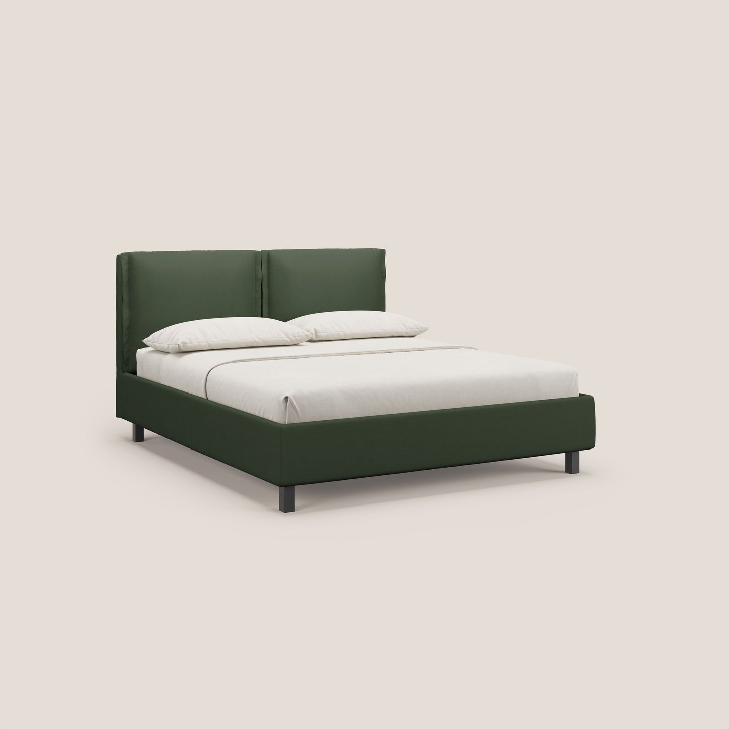 Emma letto contenitore con cuscini mobili in microfibra smacchiabile T11 verde 