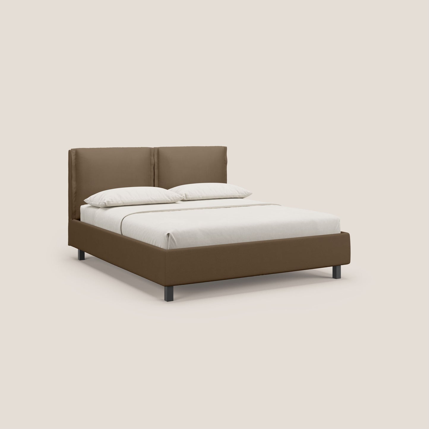 Emma letto contenitore con cuscini mobili in microfibra smacchiabile T11 marrone 
