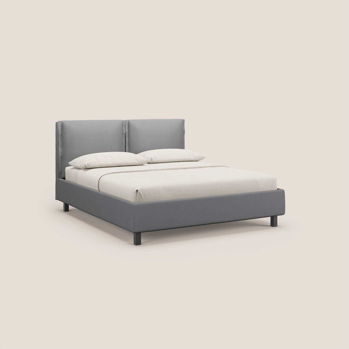 Emma letto contenitore con cuscini mobili in microfibra smacchiabile T11 grigio 