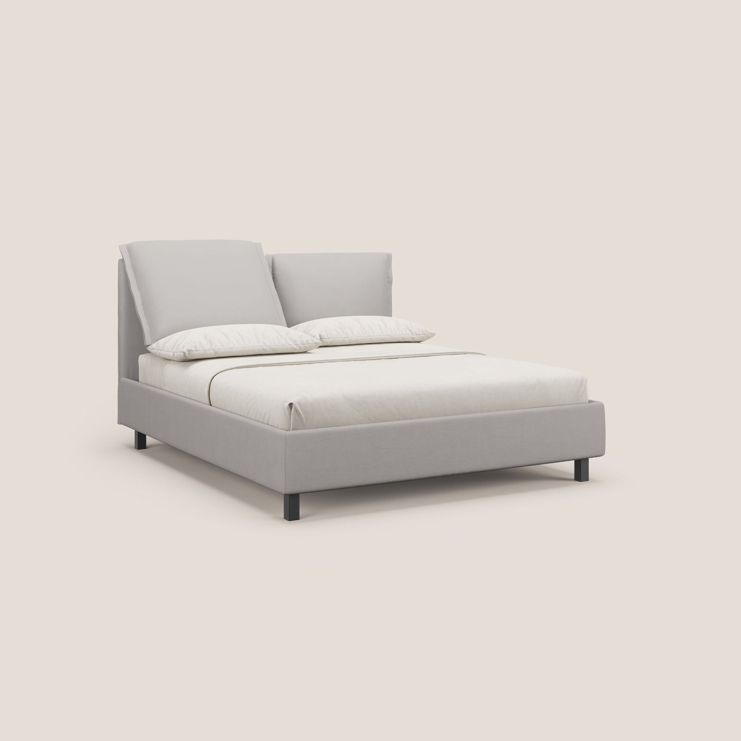 Emma letto contenitore con cuscini mobili in microfibra smacchiabile T11 grigio chiaro 