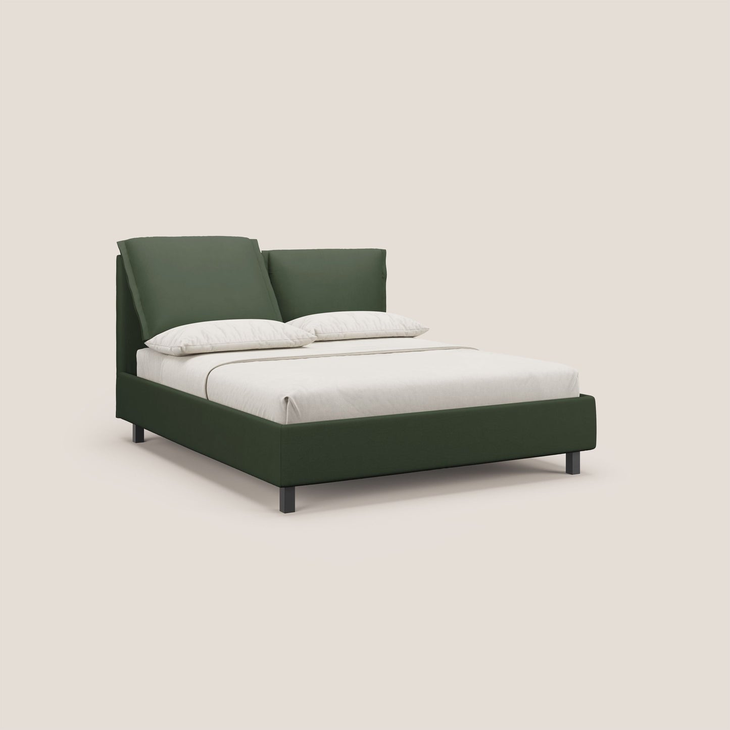 Emma letto contenitore con cuscini mobili in microfibra smacchiabile T11 verde 