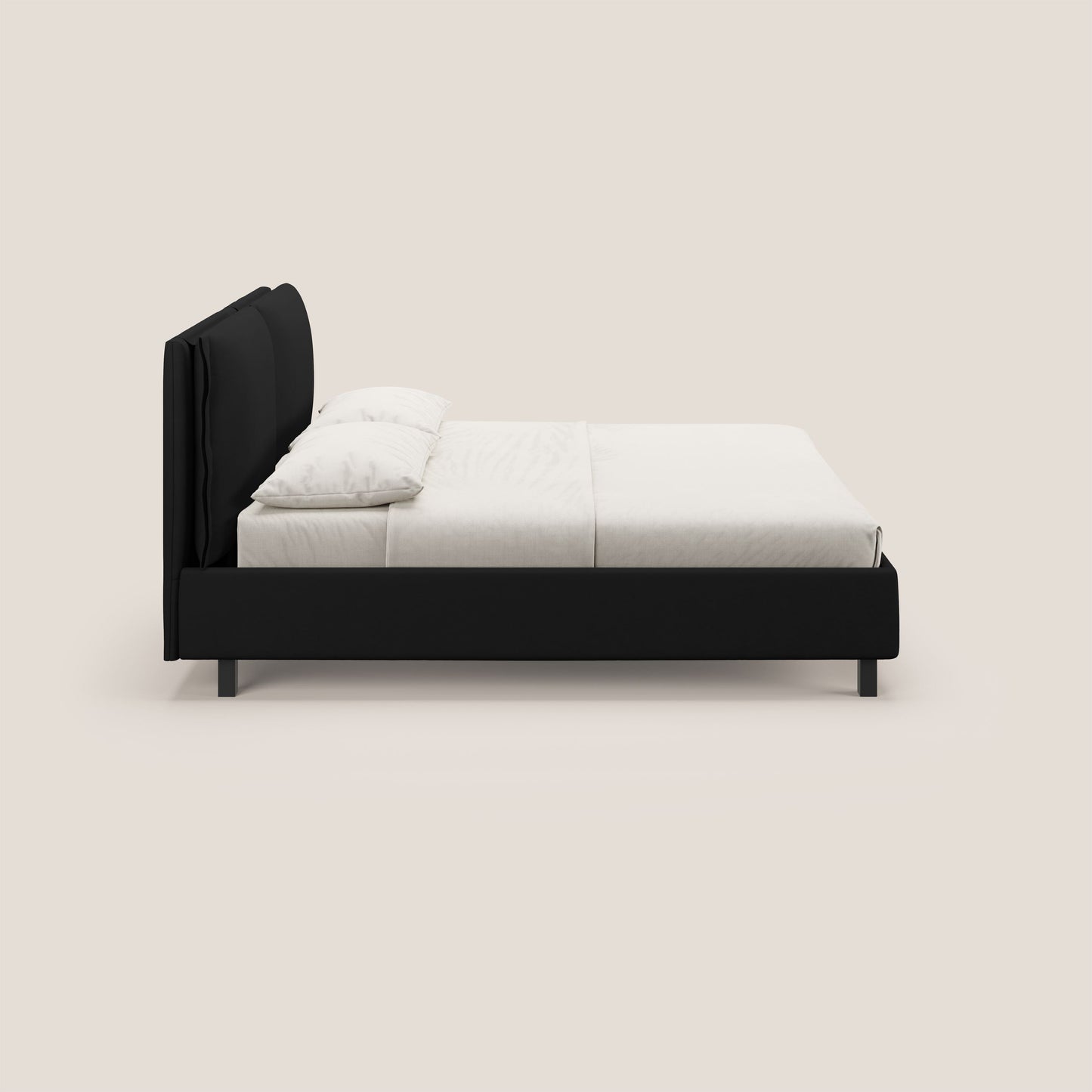 Emma letto contenitore con cuscini mobili in microfibra smacchiabile T11 nero 