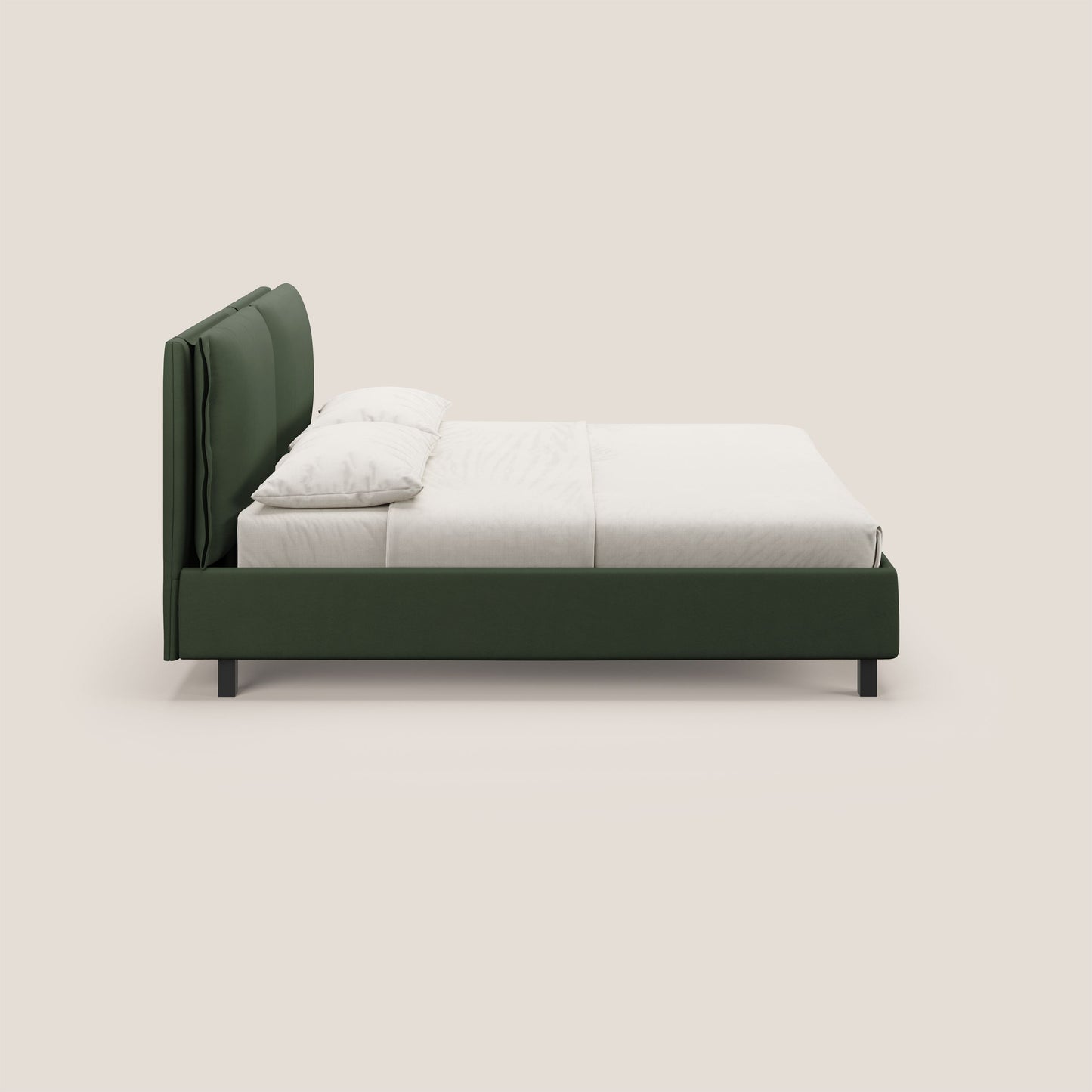 Emma letto contenitore con cuscini mobili in microfibra smacchiabile T11 verde 