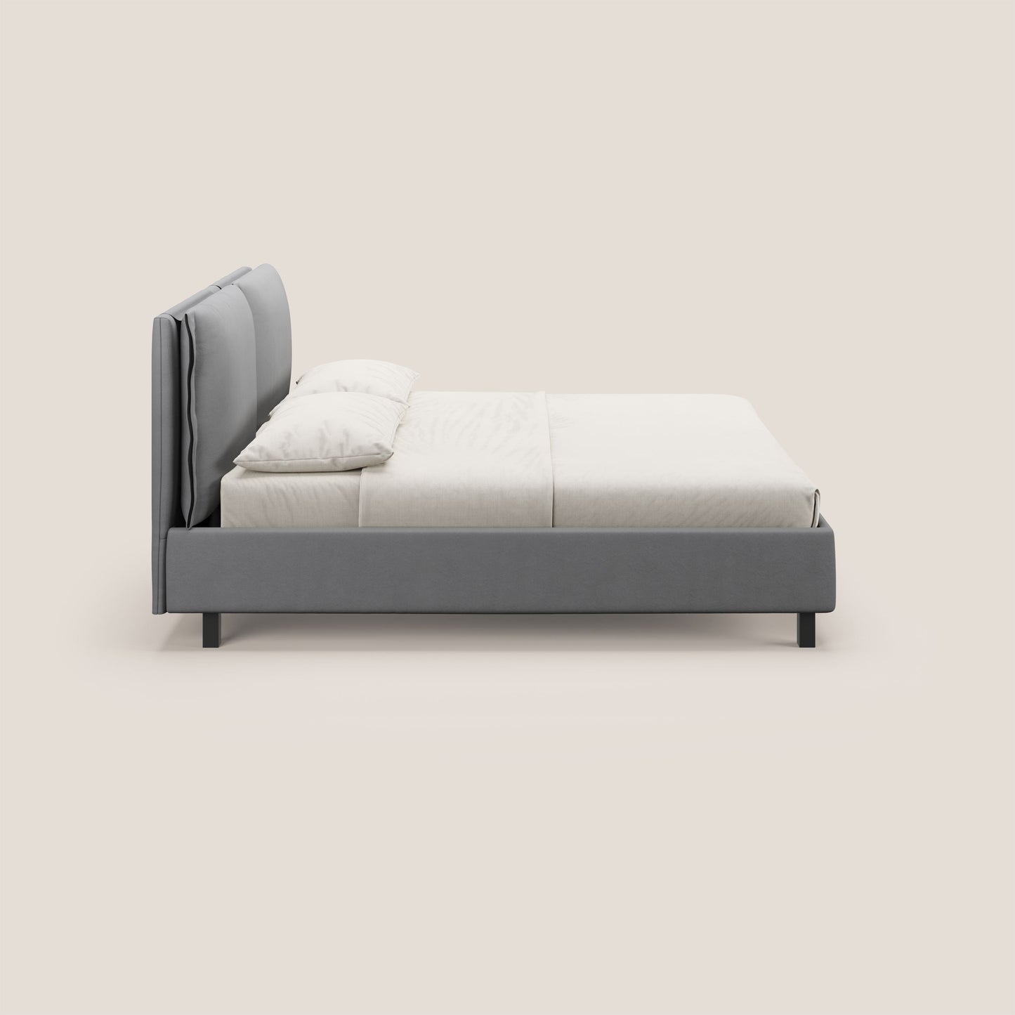 Emma letto contenitore con cuscini mobili in microfibra smacchiabile T11 grigio 