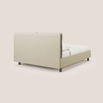 Emma letto contenitore con RETE MASTER per materasso 160x190 cm con cuscini mobili in microfibra smacchiabile T11 panna 