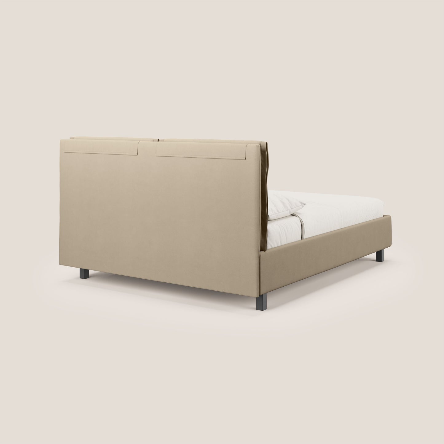 Emma letto contenitore con cuscini mobili in microfibra smacchiabile T11 tortora 