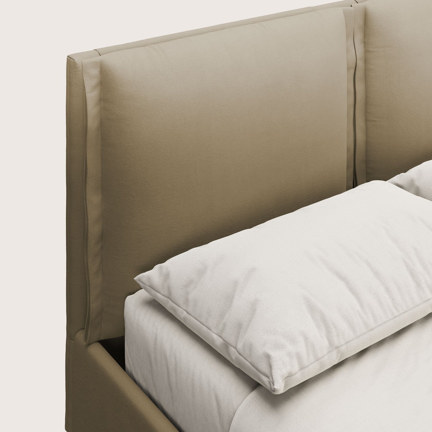 Emma letto contenitore con cuscini mobili in microfibra smacchiabile T11 beige 