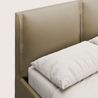 Emma letto contenitore con cuscini mobili in microfibra smacchiabile T11 beige 