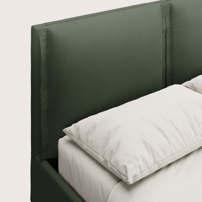 Emma letto contenitore con cuscini mobili in microfibra smacchiabile T11 verde 