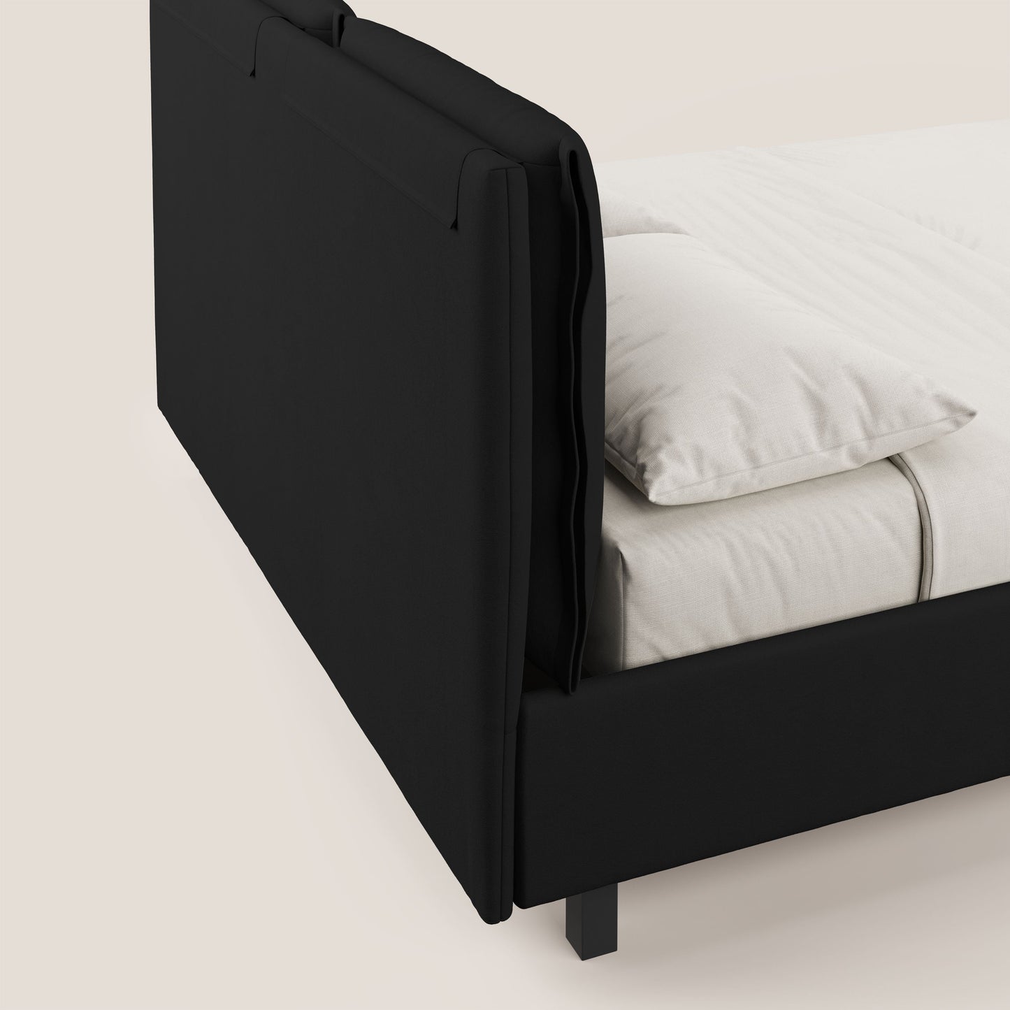 Emma letto contenitore con cuscini mobili in microfibra smacchiabile T11 nero 