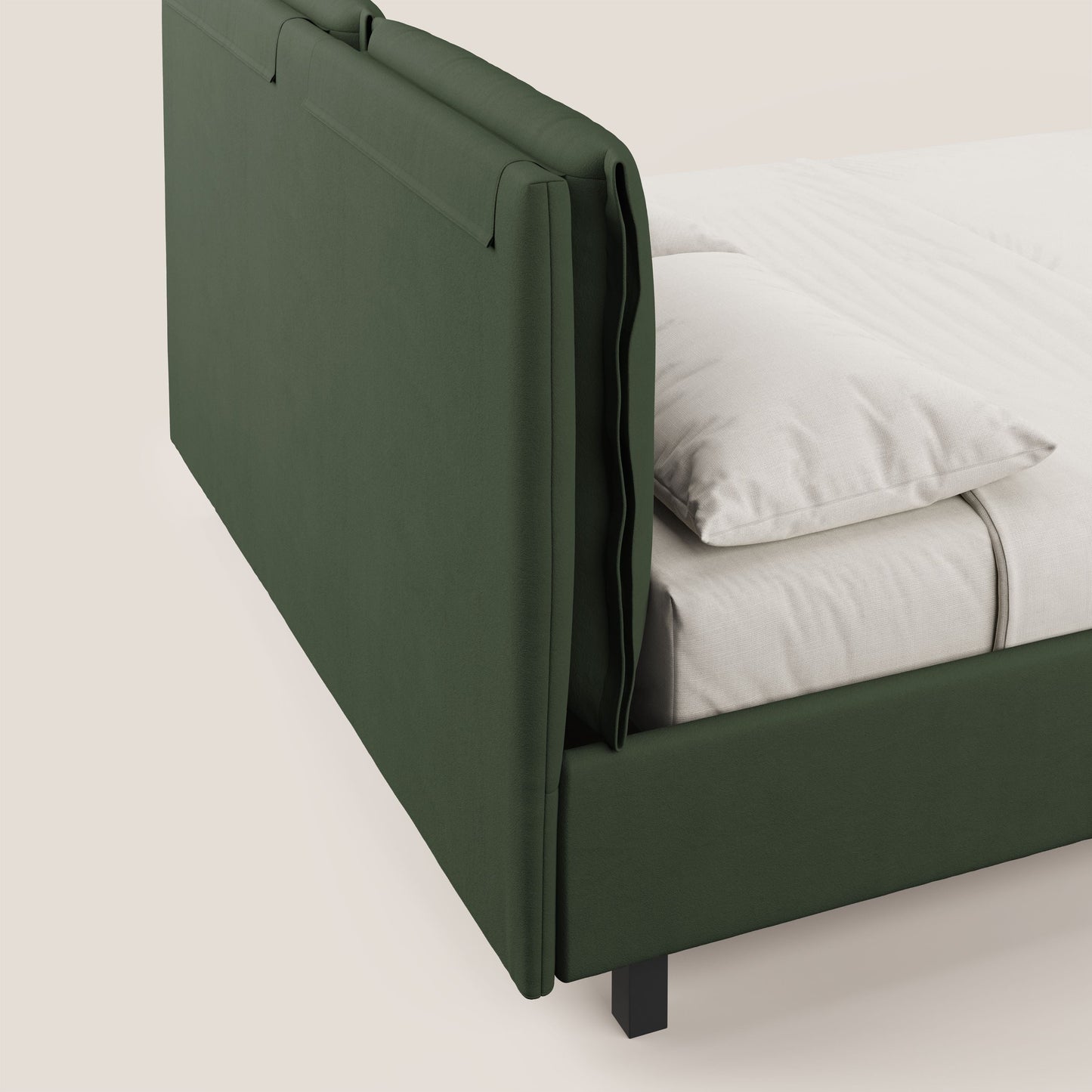 Emma letto contenitore con cuscini mobili in microfibra smacchiabile T11 verde 