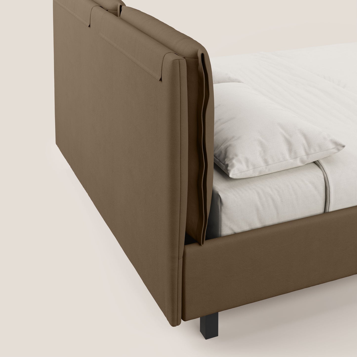 Emma letto contenitore con cuscini mobili in microfibra smacchiabile T11 marrone 