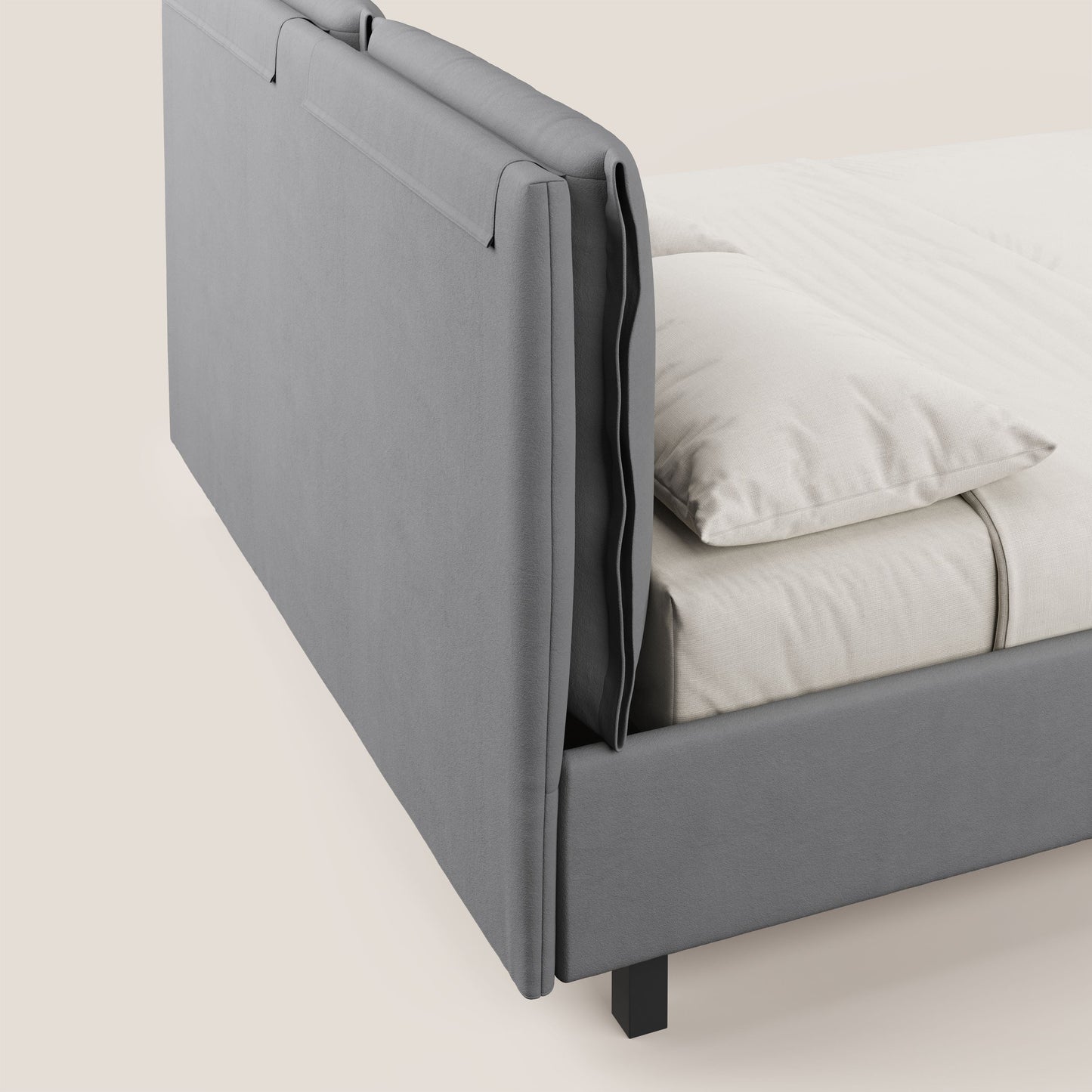 Emma letto contenitore con cuscini mobili in microfibra smacchiabile T11 grigio 