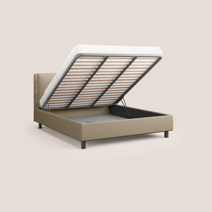 Emma letto contenitore con cuscini mobili in microfibra smacchiabile T11 tortora 