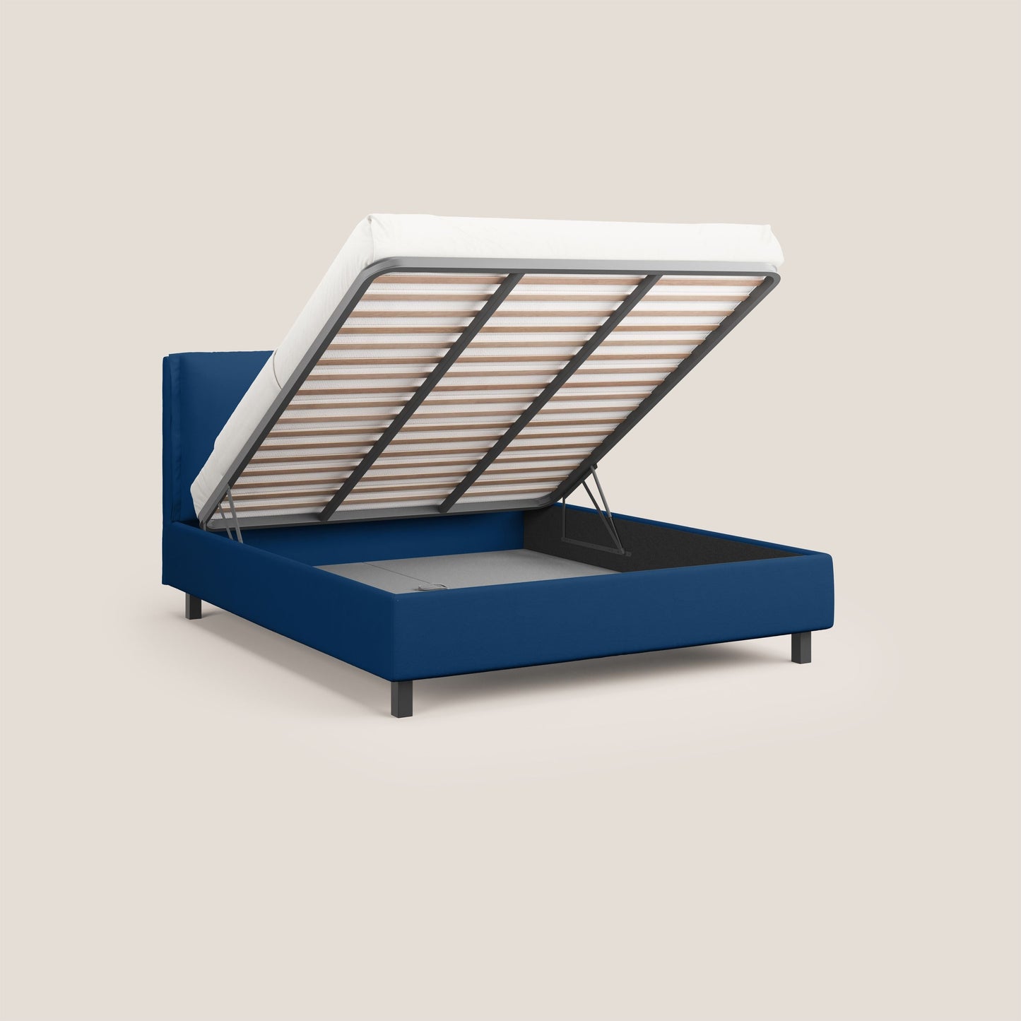 Emma letto contenitore con cuscini mobili in microfibra smacchiabile T11 blu 