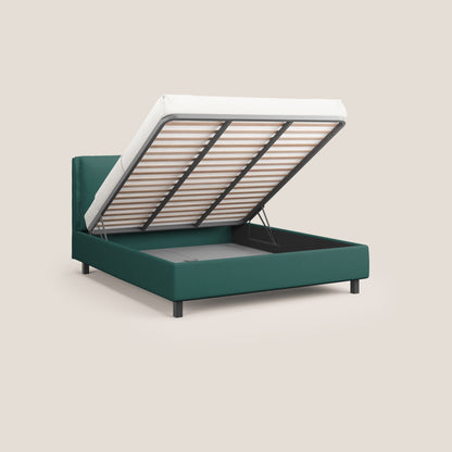 Emma letto contenitore con cuscini mobili in microfibra smacchiabile T11 petrolio 