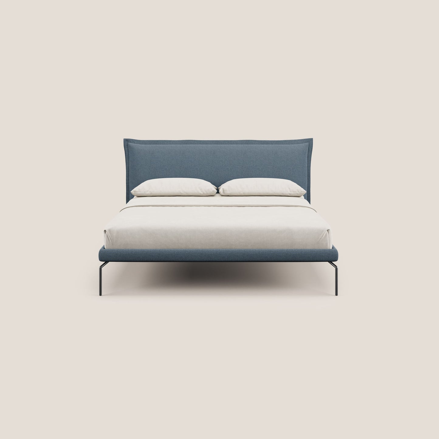 Eric letto imbottito design minimal in morbido tessuto impermeabile T14 carta da zucchero 