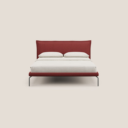 Eric letto imbottito design minimal in morbido tessuto impermeabile T14 rosso 