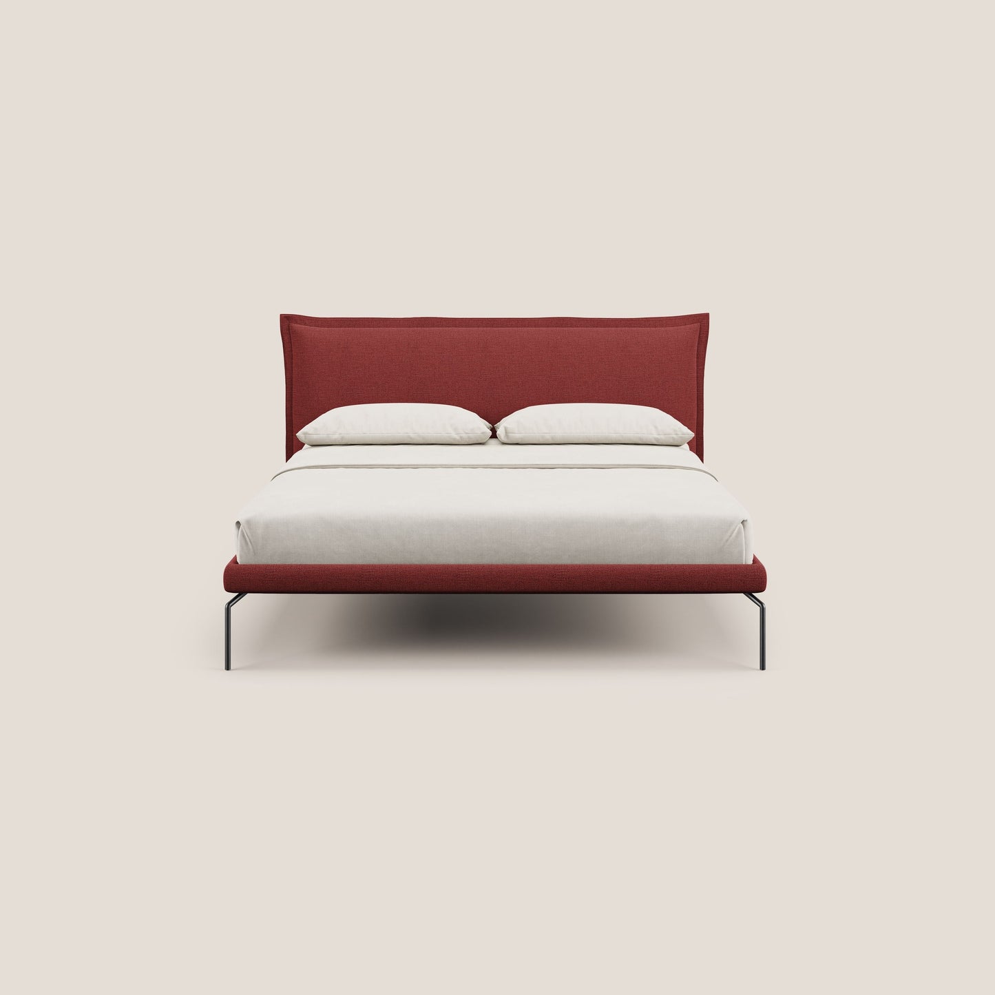 Eric letto imbottito design minimal per materasso 160x200 cm in morbido tessuto impermeabile T14 rosso 