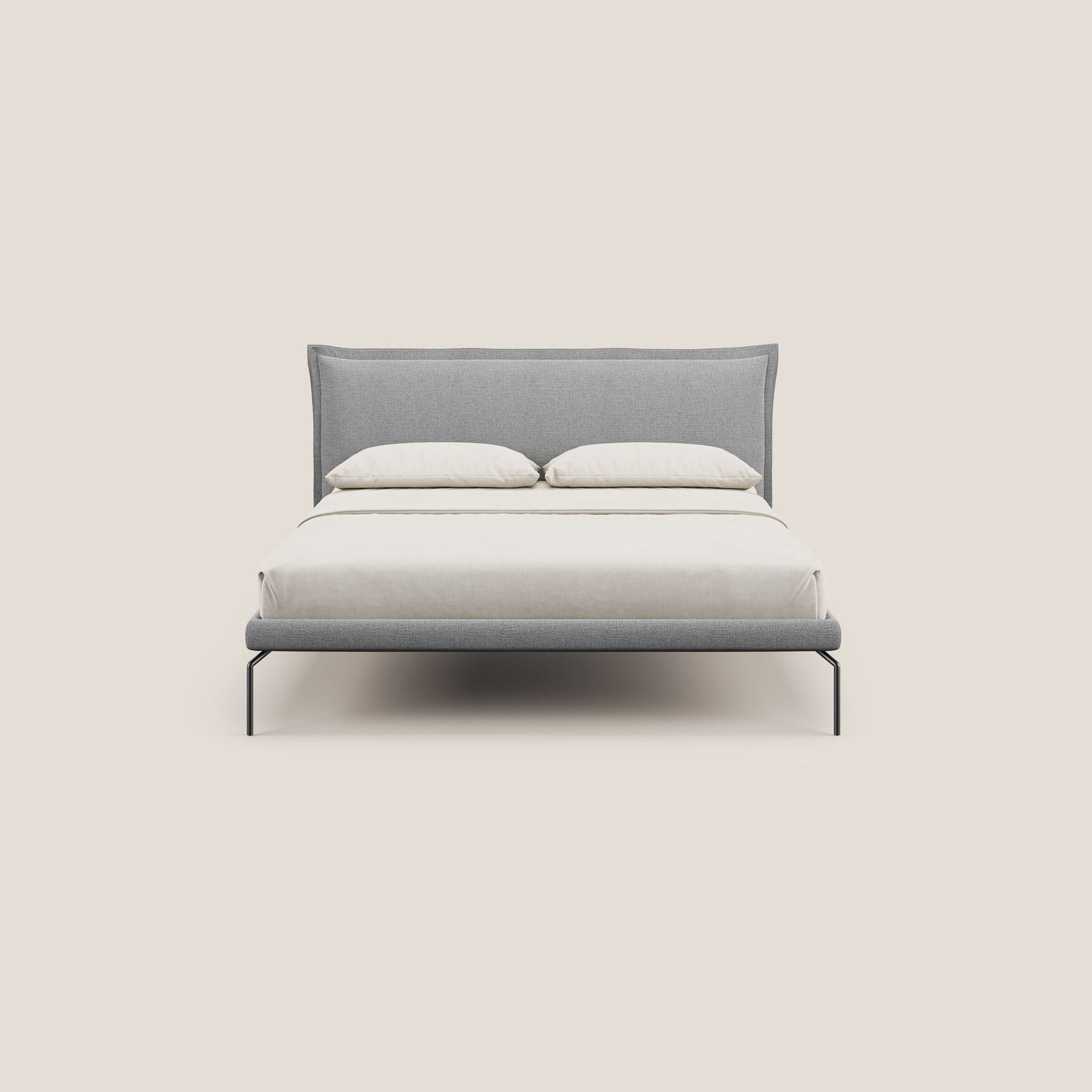Eric letto imbottito design minimal in morbido tessuto impermeabile T14 grigio chiaro 