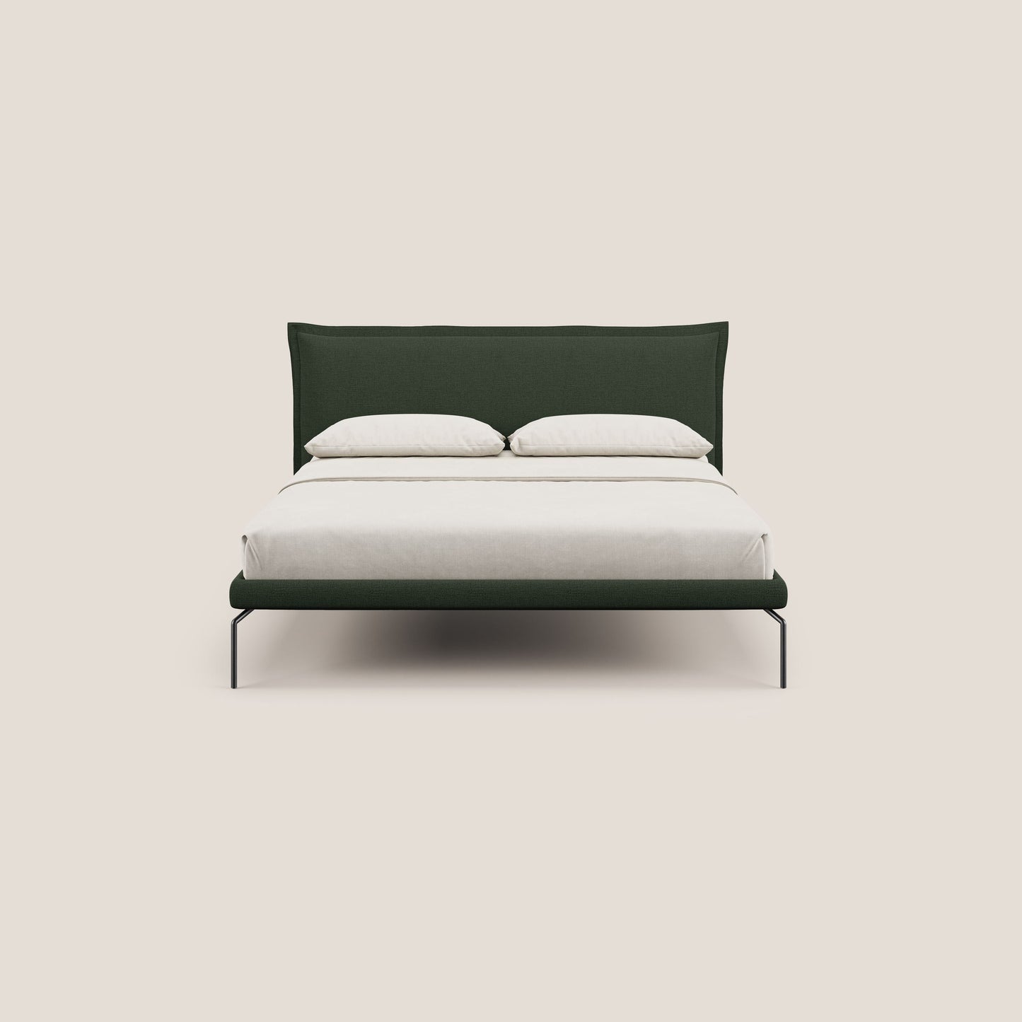 Eric letto imbottito design minimal in morbido tessuto impermeabile T14 verde 