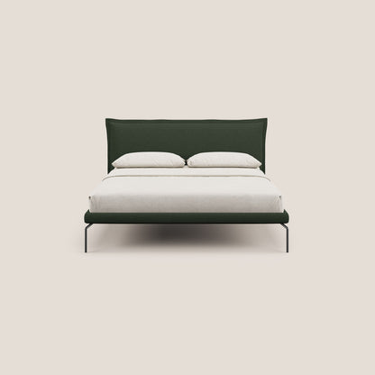 Eric letto imbottito design minimal in morbido tessuto impermeabile T14 verde 