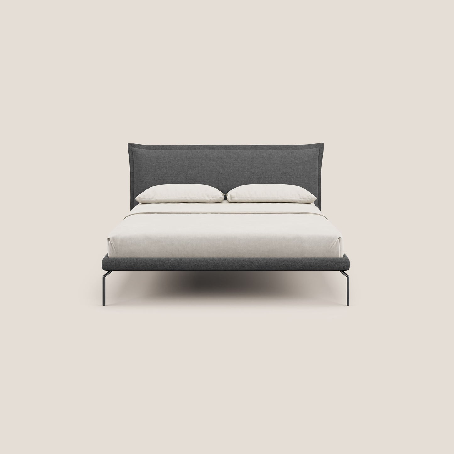 Eric letto imbottito design minimal in morbido tessuto impermeabile T14 grigio 