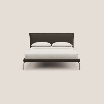 Eric letto imbottito design minimal in morbido tessuto impermeabile T14 marrone