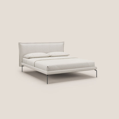 Eric letto imbottito design minimal in morbido tessuto impermeabile T14 panna 