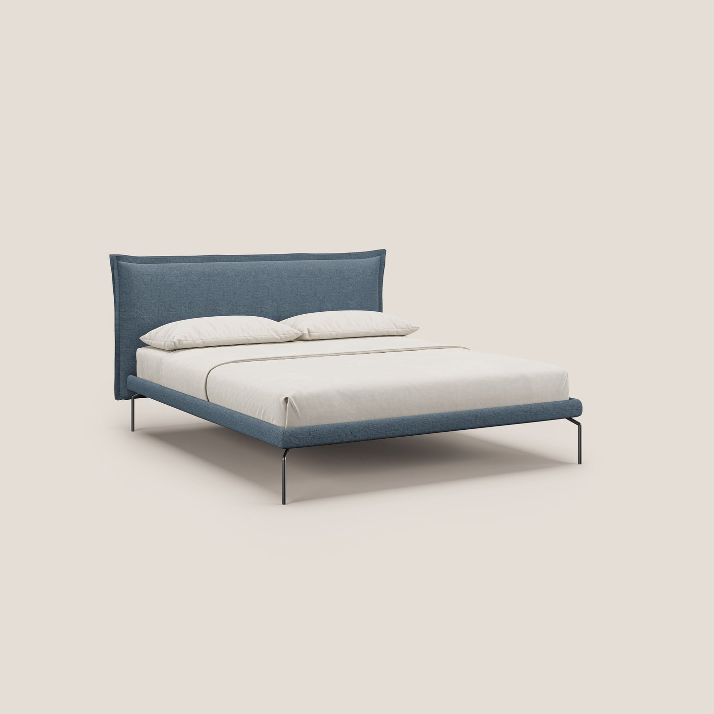 Eric letto imbottito design minimal in morbido tessuto impermeabile T14 carta da zucchero 