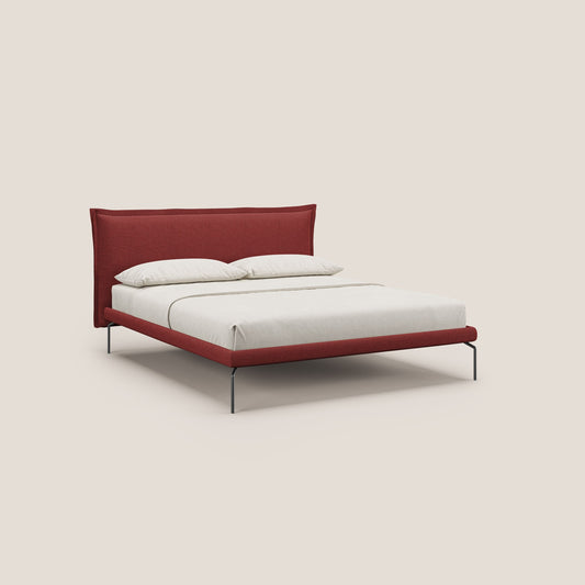 Eric letto imbottito design minimal per materasso 160x200 cm in morbido tessuto impermeabile T14 rosso 