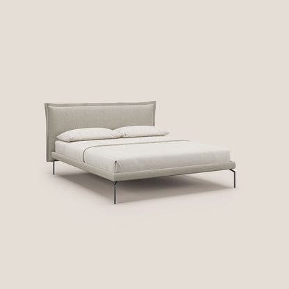 Eric letto imbottito design minimal in morbido tessuto impermeabile T14 tortora 