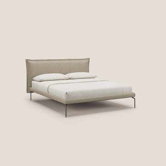 Eric letto imbottito design minimal in morbido tessuto impermeabile T14 beige 
