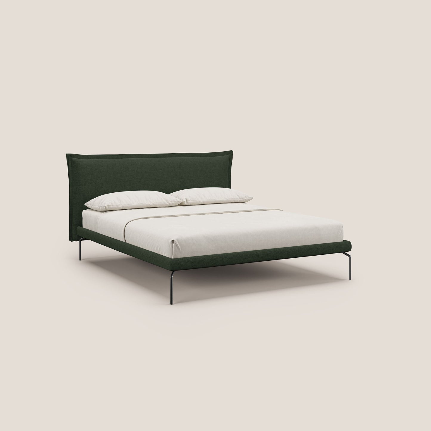 Eric letto imbottito design minimal in morbido tessuto impermeabile T14 verde 