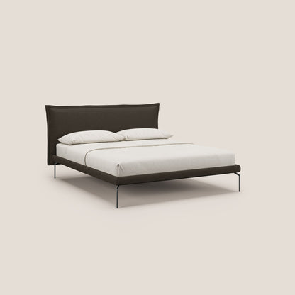 Eric letto imbottito design minimal in morbido tessuto impermeabile T14 marrone