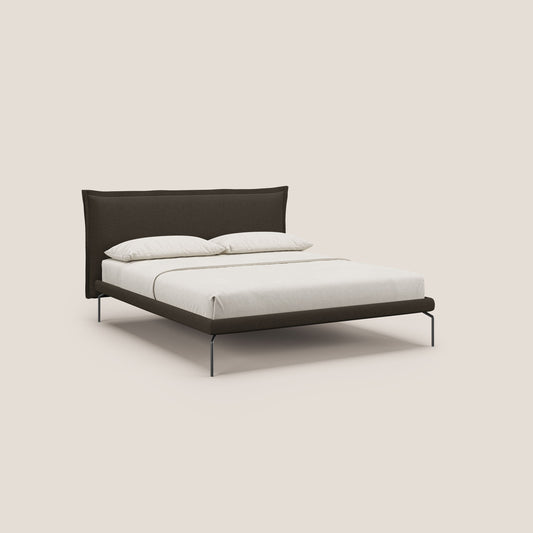 Eric letto imbottito design minimal in morbido tessuto impermeabile T14 marrone