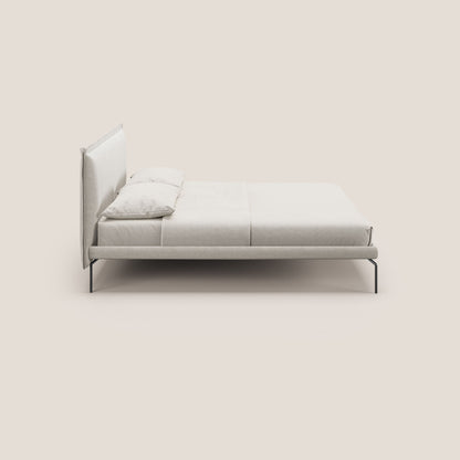Eric letto imbottito design minimal in morbido tessuto impermeabile T14 panna 