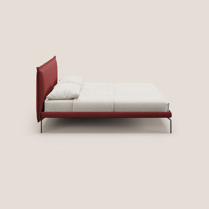 Eric letto imbottito design minimal per materasso 160x200 cm in morbido tessuto impermeabile T14 rosso 