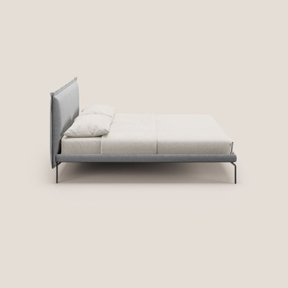 Eric letto imbottito design minimal in morbido tessuto impermeabile T14 grigio chiaro 