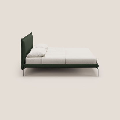 Eric letto imbottito design minimal in morbido tessuto impermeabile T14 verde 