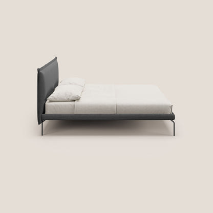 Eric letto imbottito design minimal per materasso 160x200 cm in morbido tessuto impermeabile T14 grigio 