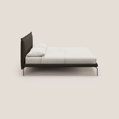 Eric letto imbottito design minimal in morbido tessuto impermeabile T14 marrone